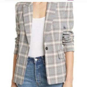 Joie grey pink check plaid blazer size 4